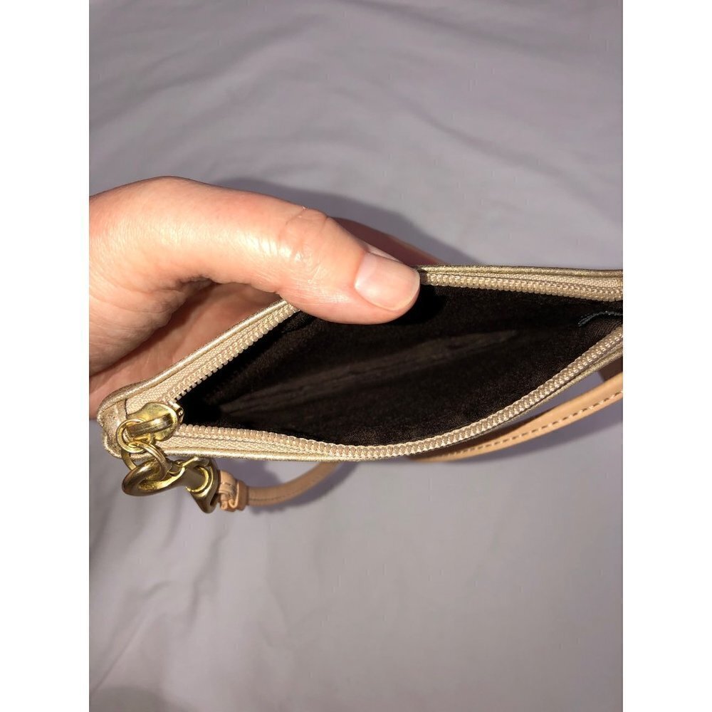 Coach Gold Soft Leather Wistlet Wallet Micro Purse Metallic Unisex - Picture 4 of 6